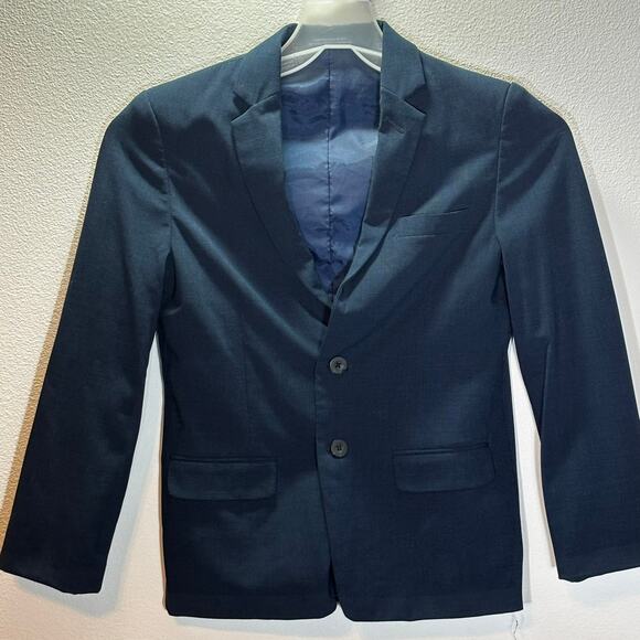 Izod Boys Blazer Size 12R Navy Blue 2 Button Suit Jacket Rayon Blend Lined - Picture 1 of 7